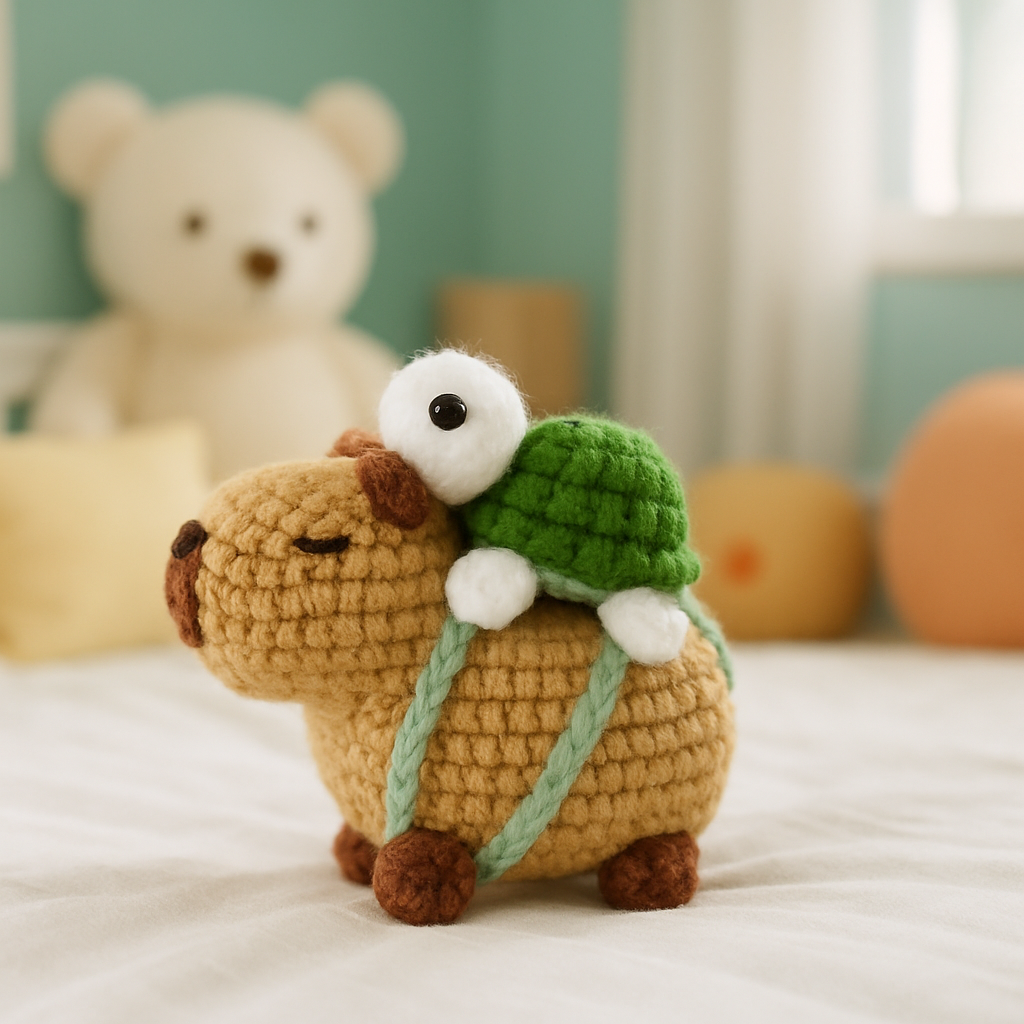 Peluche-Capybara-tortue-en-crochet