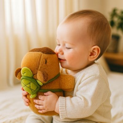 Peluche-Capybara-avec-tortue-calin