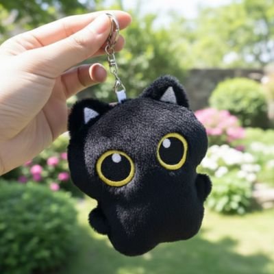 Peluche chat noir porte clé