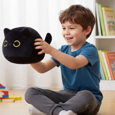 Peluche chat noir-bébé
