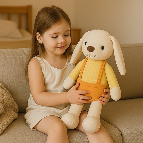 Peluche lapin jaune