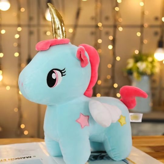 Peluche licorne bleu