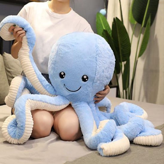 Peluche pieuvre bleu